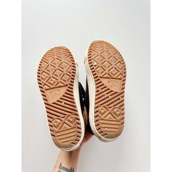 Kids' CONVERSE Chuck Taylor PC Black/Burnt Caramel Leather Boot Sneakers, Size 1 - Picture 14 of 16